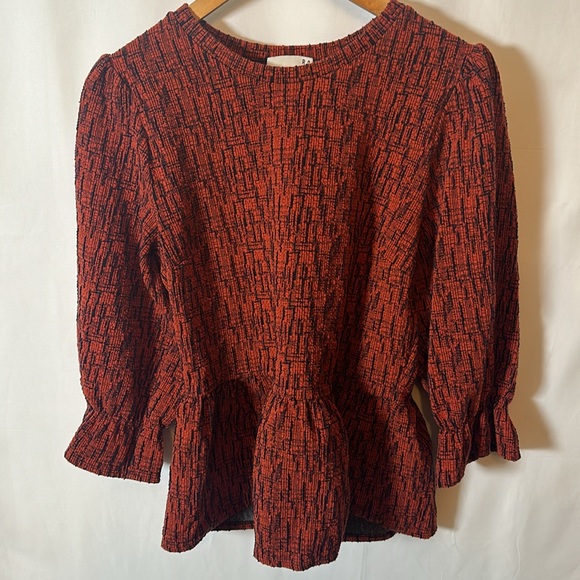 Anthropologie Peplum Top – Textured Print, Size M - Picture 5 of 6